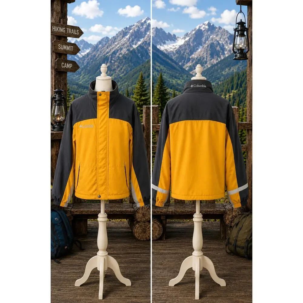 Vintage Columbia Interchange Core Jacket Mens Large Yellow Gray Coat